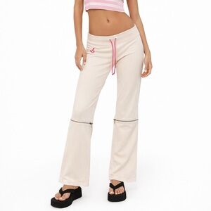 Y2K Low Rise Zip Off Drawstring Pants White Pink Size 3